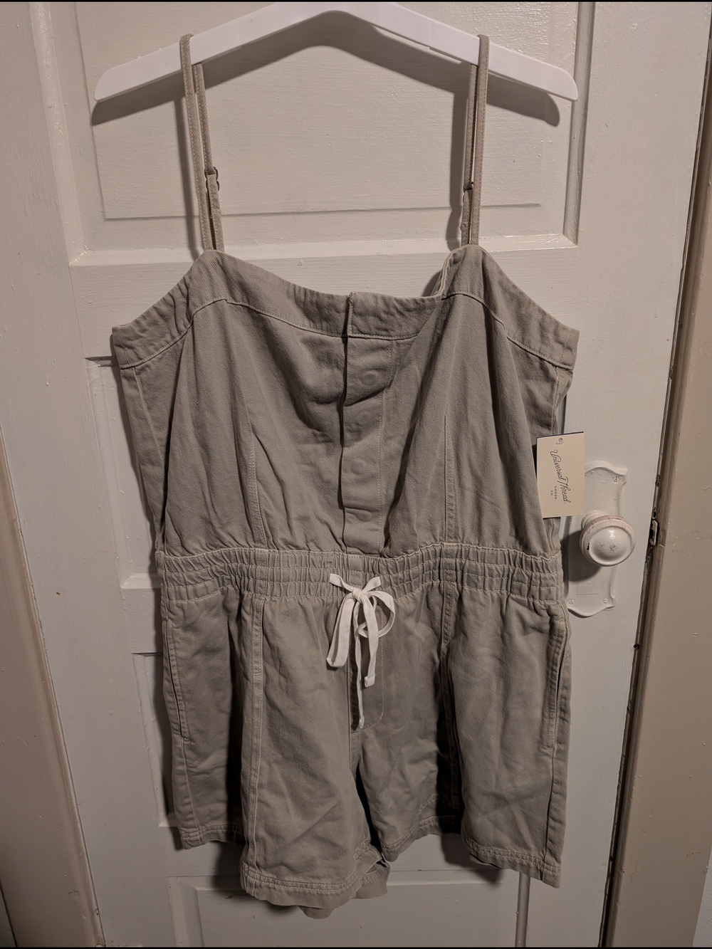 Summer Cotton Grey Drawstring Strappy One-Piece Romper Universal Thread 2X